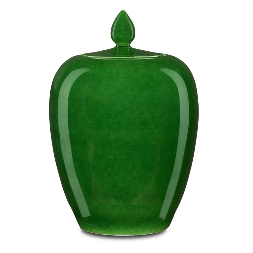 Currey & Company 1200-0576 Imperial Green Ginger Jar in Green
