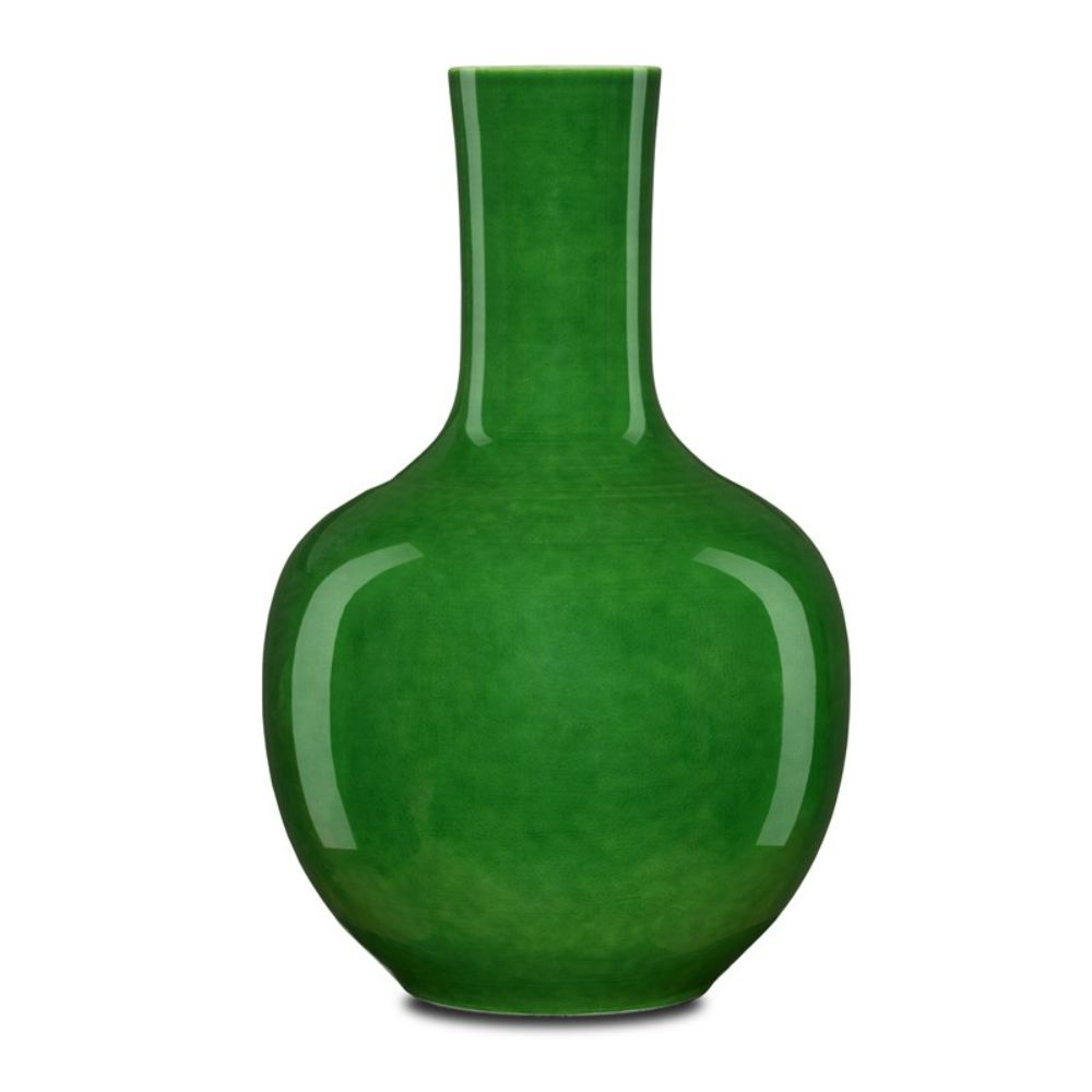 Currey & Company 1200-0577 Imperial Green Long Neck Vase in Green