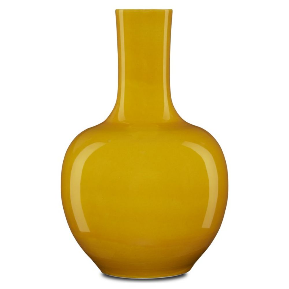 Currey & Company 1200-0580 Imperial Yellow Long Neck Vase in Yellow