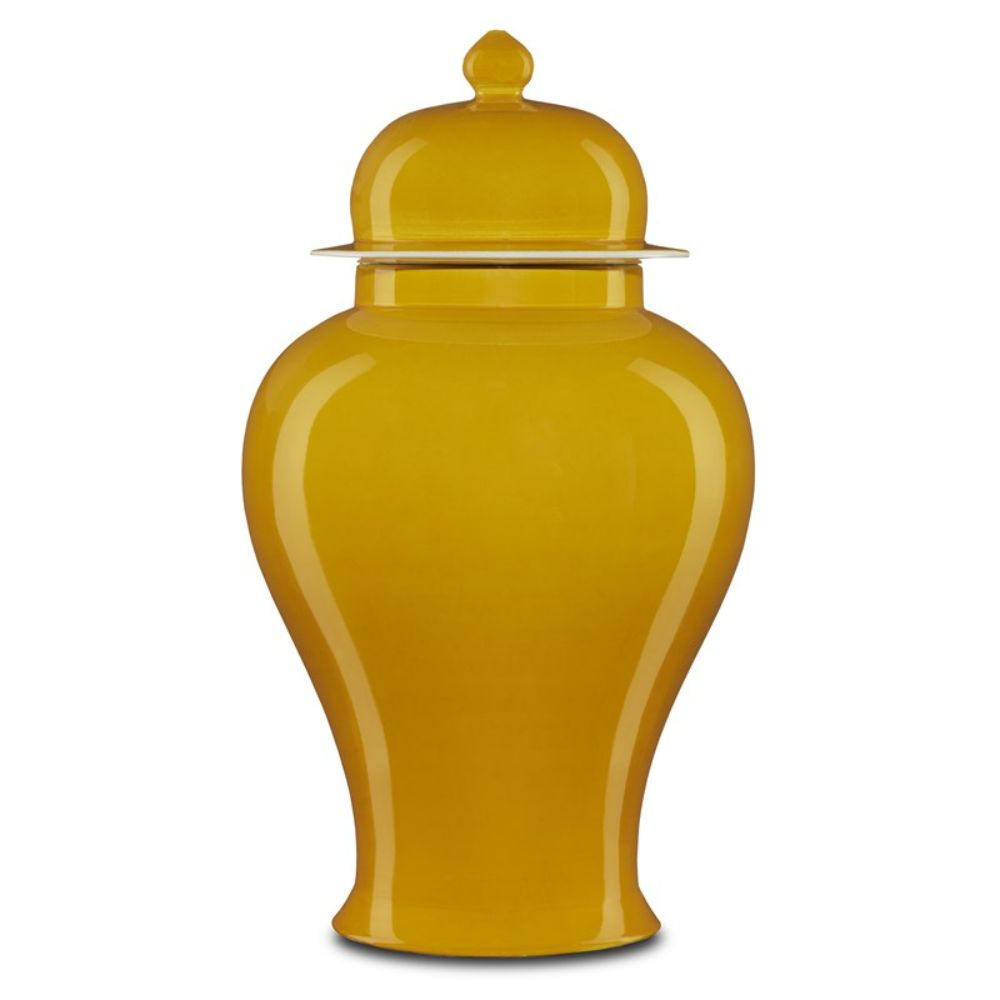 Currey & Company 1200-0581 Imperial Yellow Temple Jar in Yellow