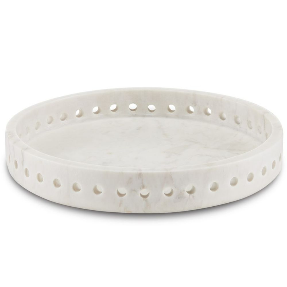 Currey & Company 1200-0591 Freya White Marble Small Tray in White