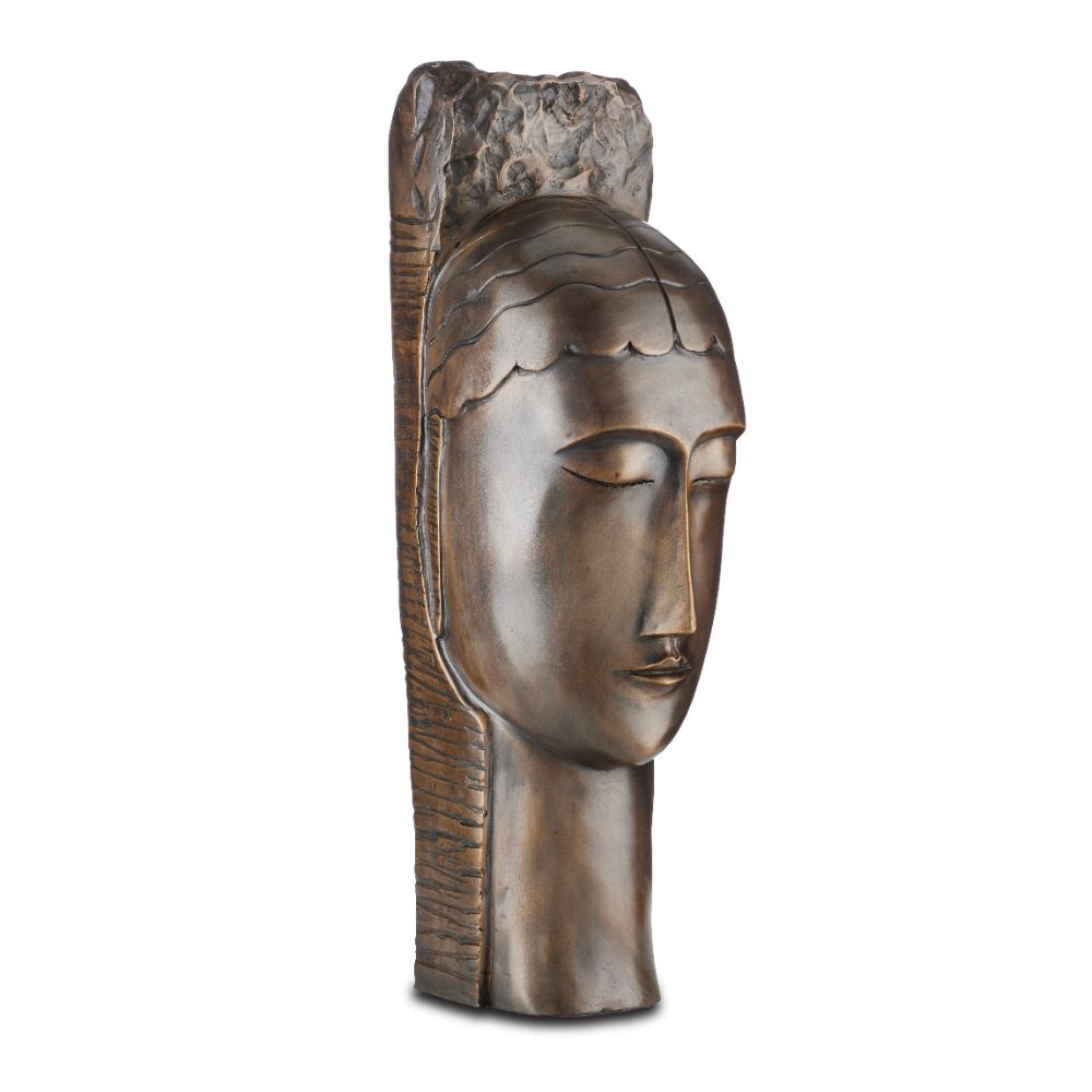 Currey & Company 1200-0598 Art Deco Head Bronze in Bronze