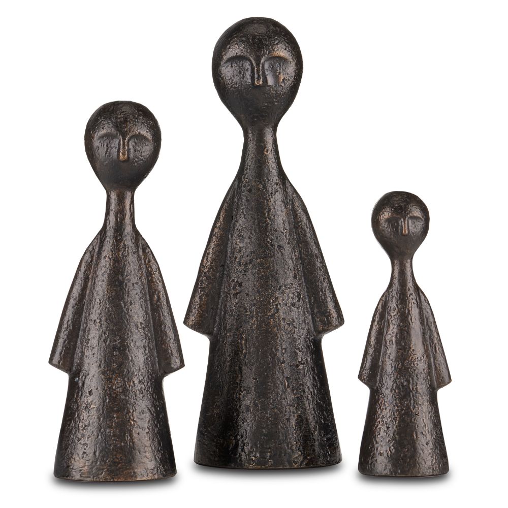 Currey & Company 1200-0644 Ganav Figure Set of 3 in Bronze