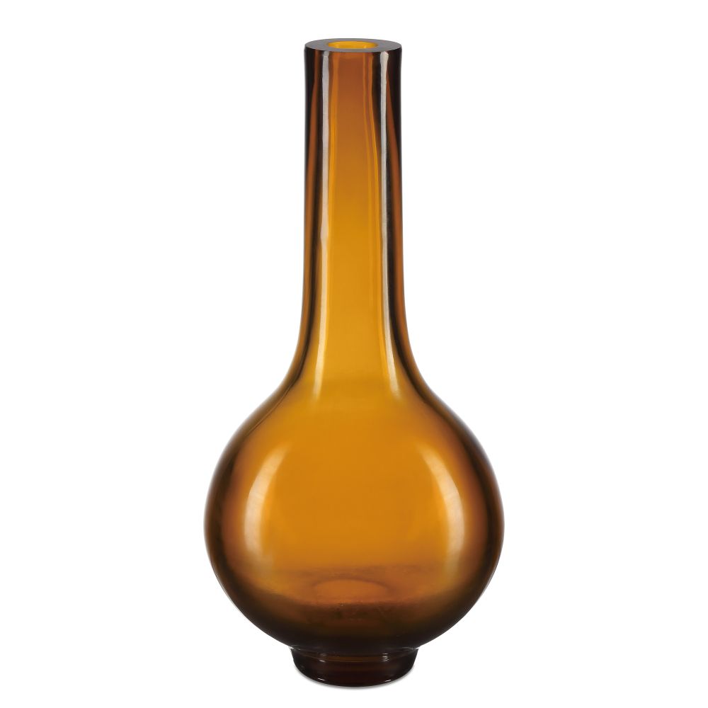 Currey and Company 1200-0679 Amber & Gold Peking Long Neck Vase