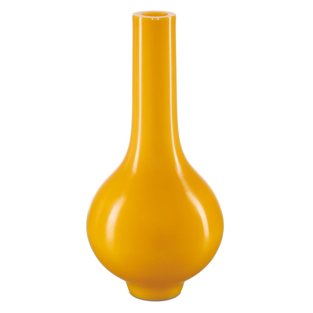 Currey and Company 1200-0683 Imperial Yellow Peking Long Neck Vase