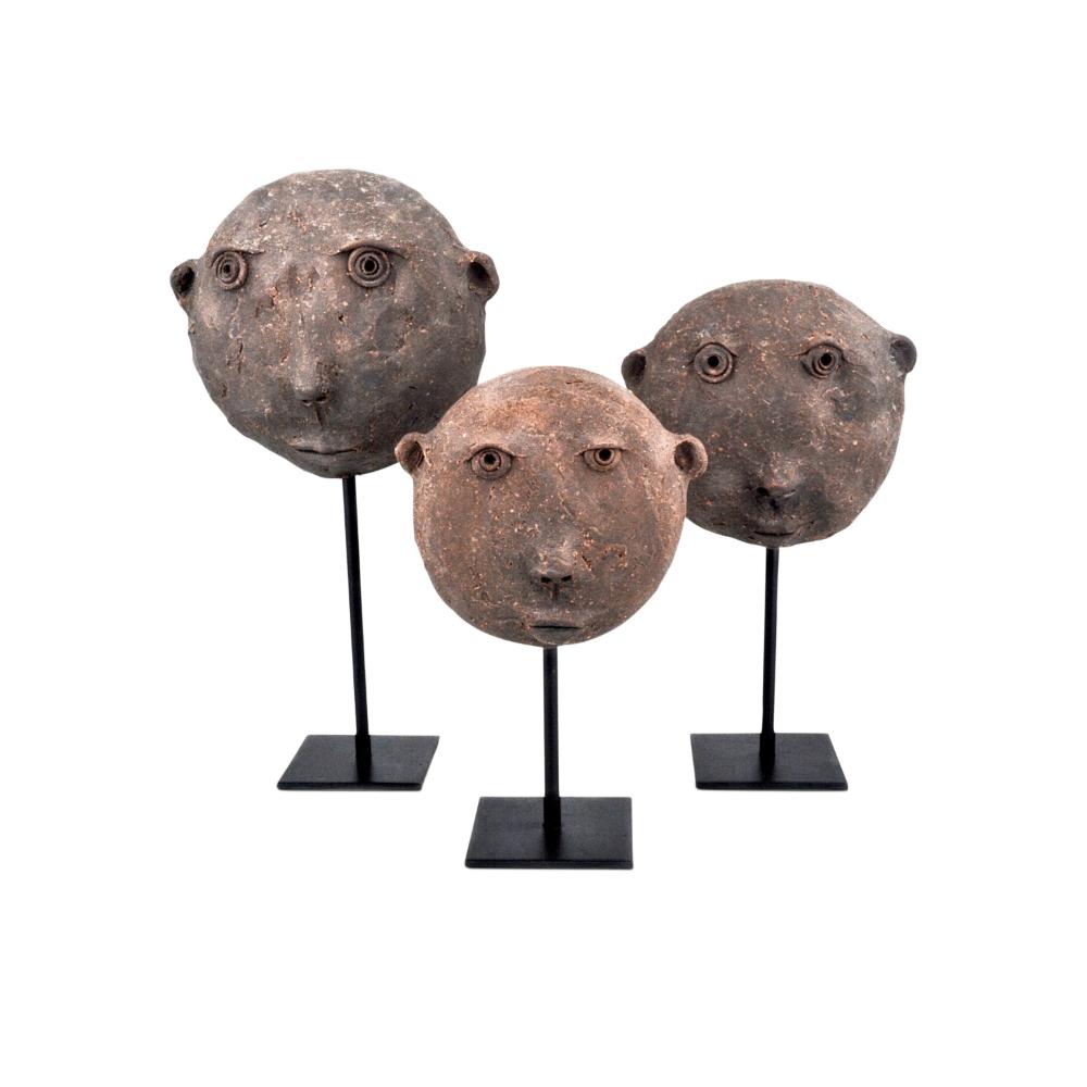 Currey and Company 1200-0726 Terracotta Masks Set of 3
