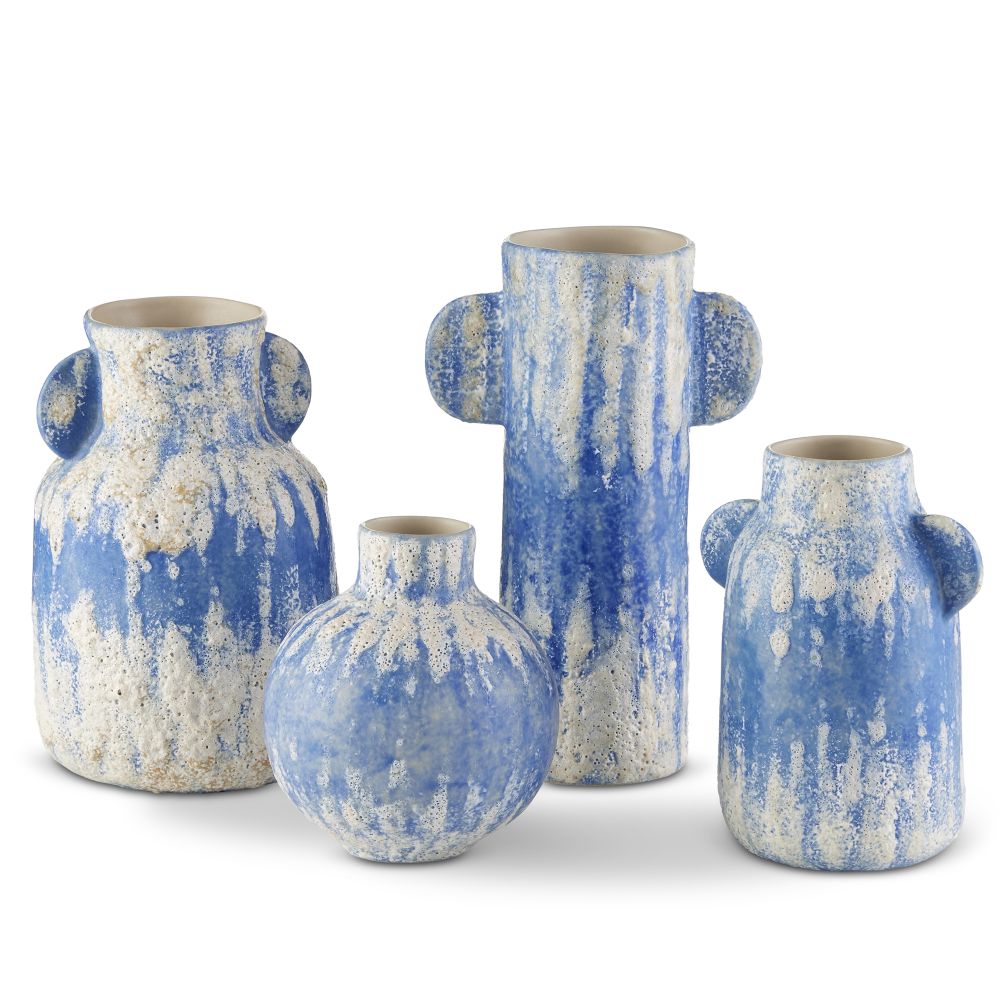 Currey and Company 1200-0738 Paros Blue Vase Set of 4