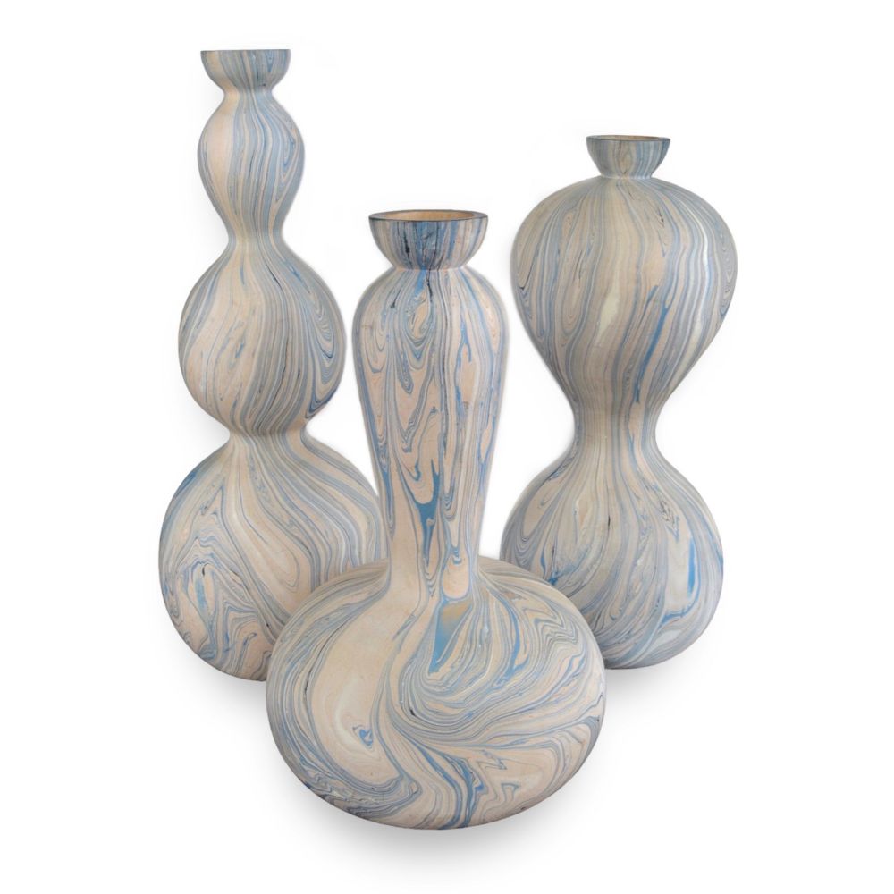 Currey and Company 1200-0740 Calm Sea Marbleized Vase Set of 3