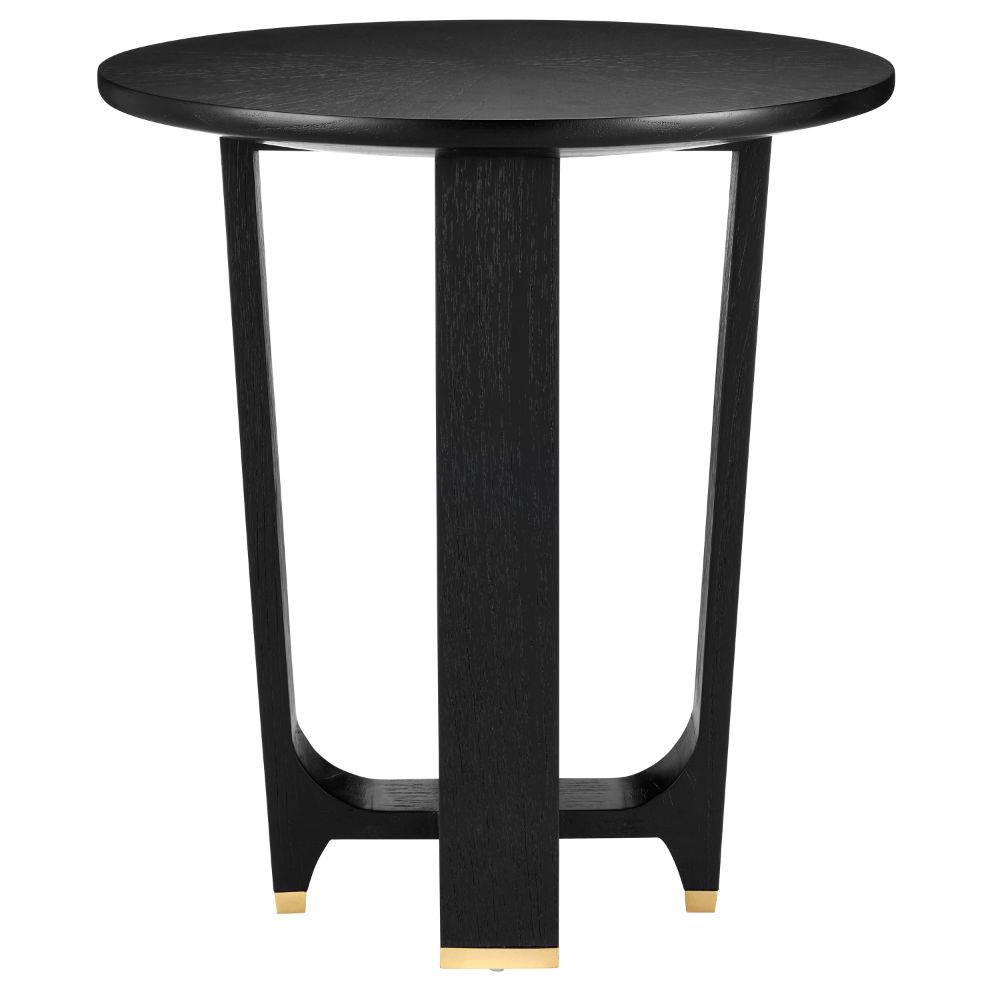 Currey & Company 3000-0259 Blake Black Accent Table in Matte Caviar Black/Polished Brass