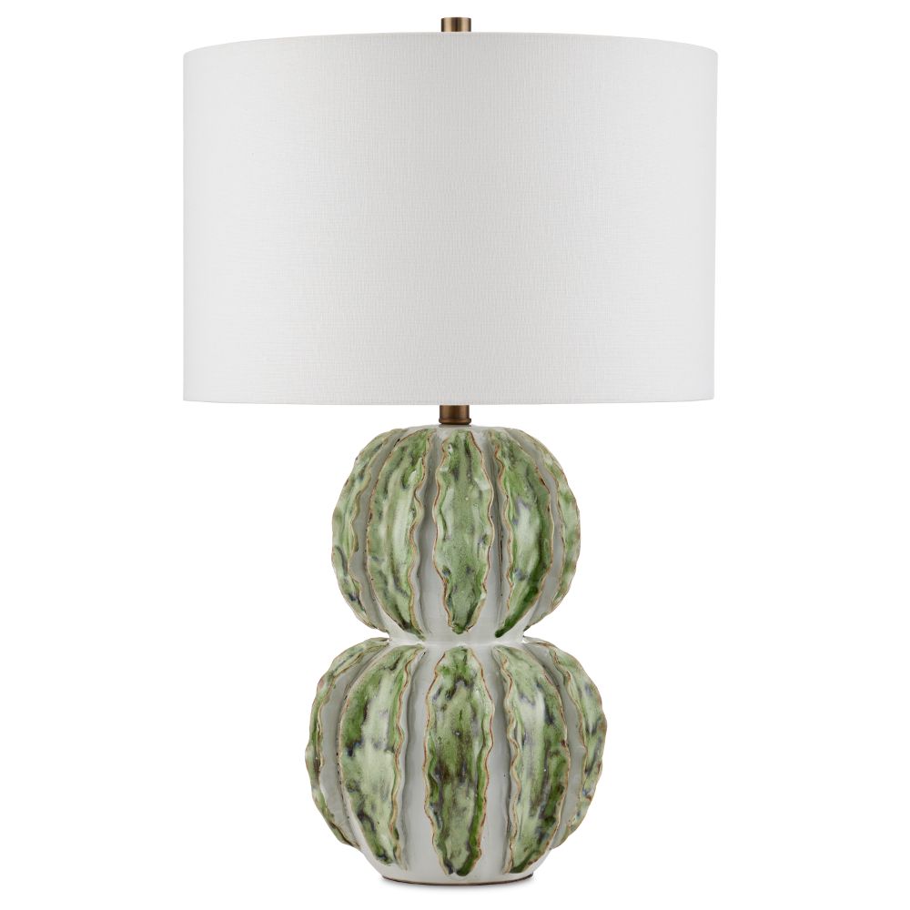 Currey & Company 6000-0920 Kolonos Table Lamp in White/Green