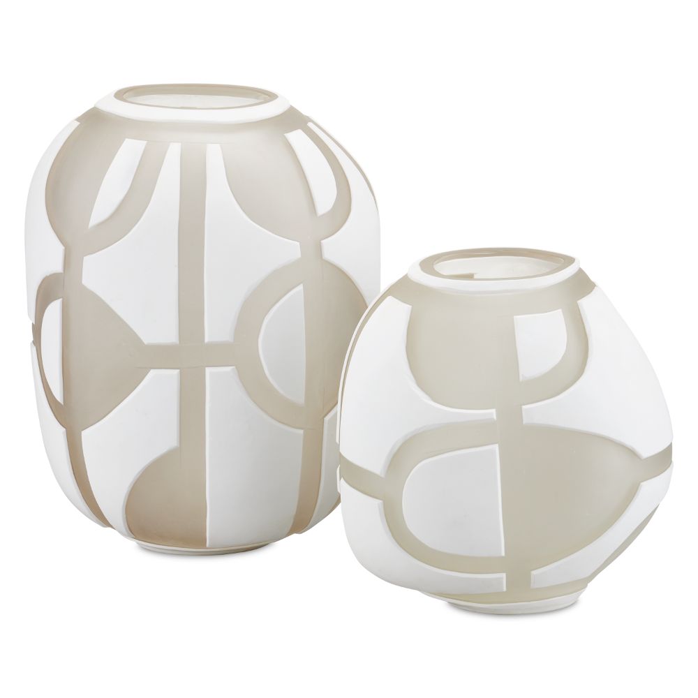 Currey & Company 1200-0814 Art Decortif White Vase Set of 2