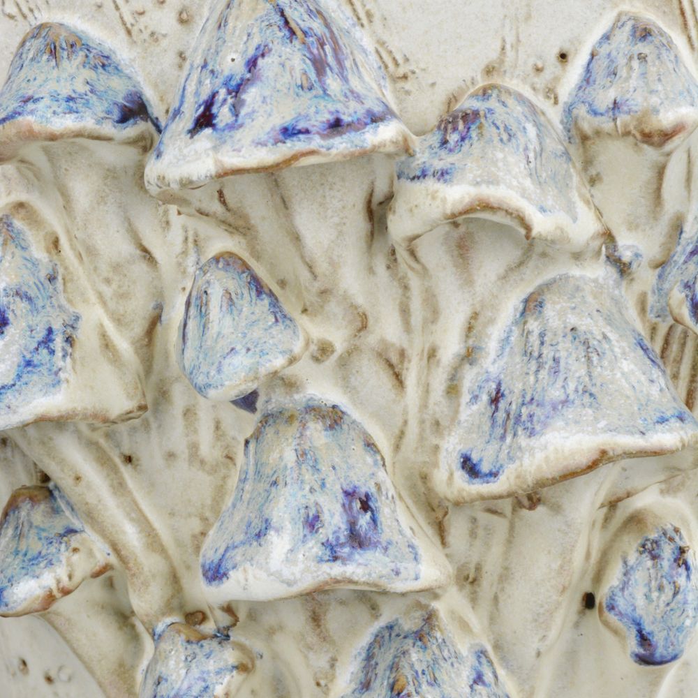 Currey & Company 1200-0826 Black Forest Mushrooms Medium Ivory Vase in Cream/Reactive Blue