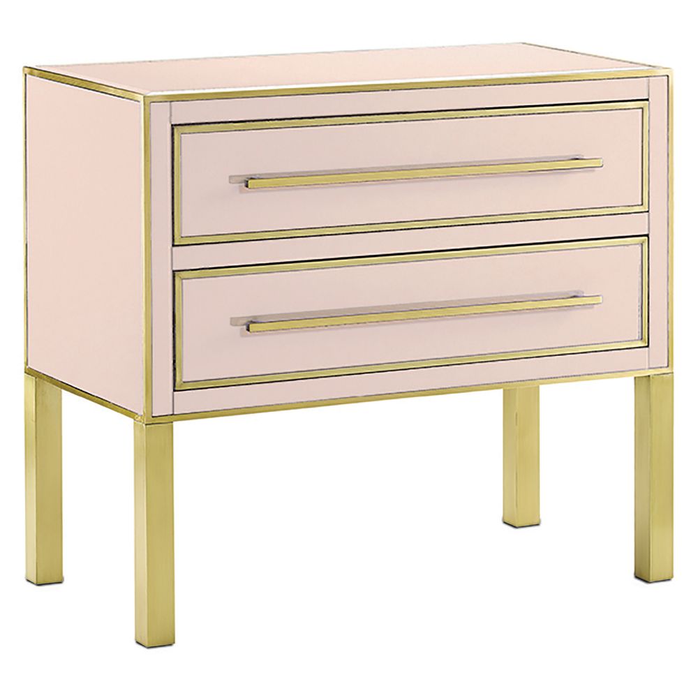 Currey & Company 3000-0029 Arden Pink Chest in Silver Peony/Satin Brass