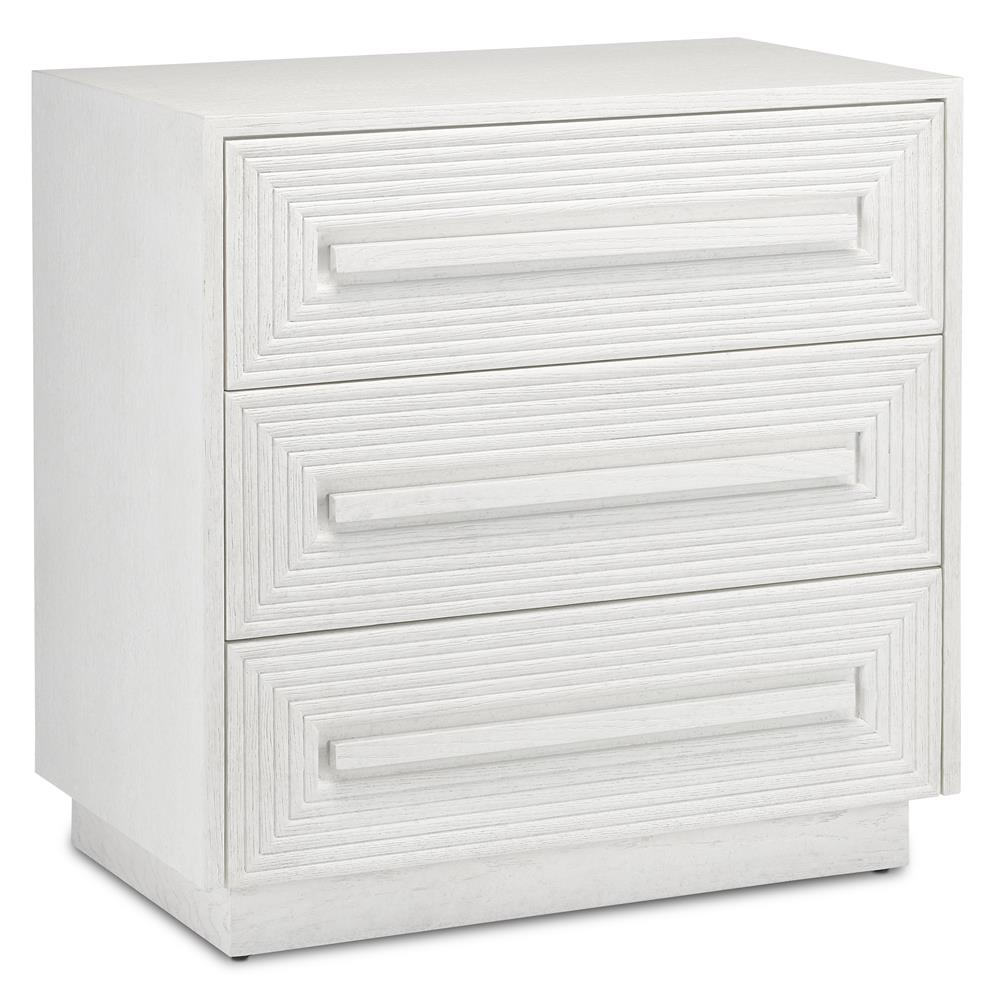 Currey & Company 3000-0150 Morombe White Chest in Cerused White