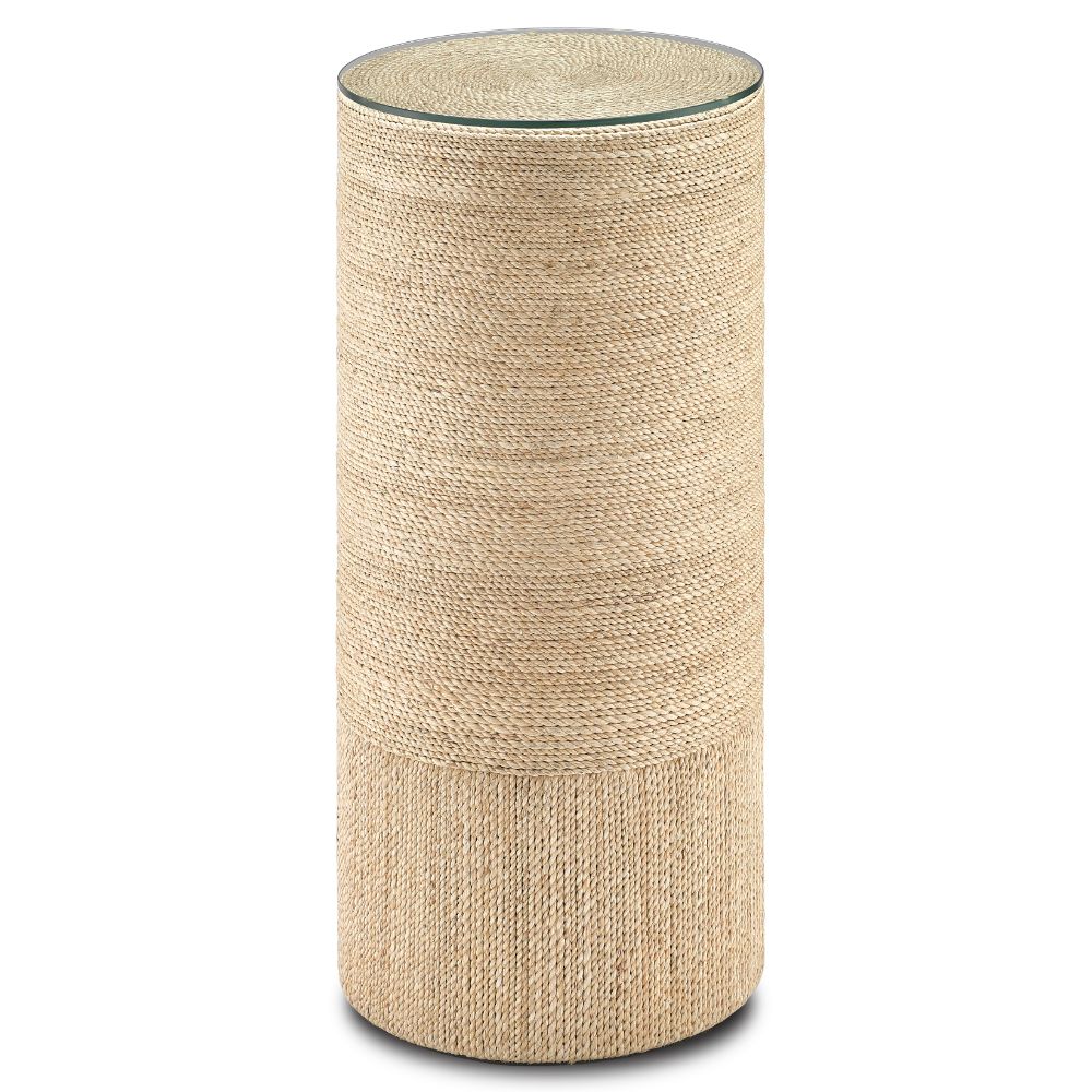 Currey & Company 3000-0172 Macati Accent Table/Pedestal in Natural Rope/Clear