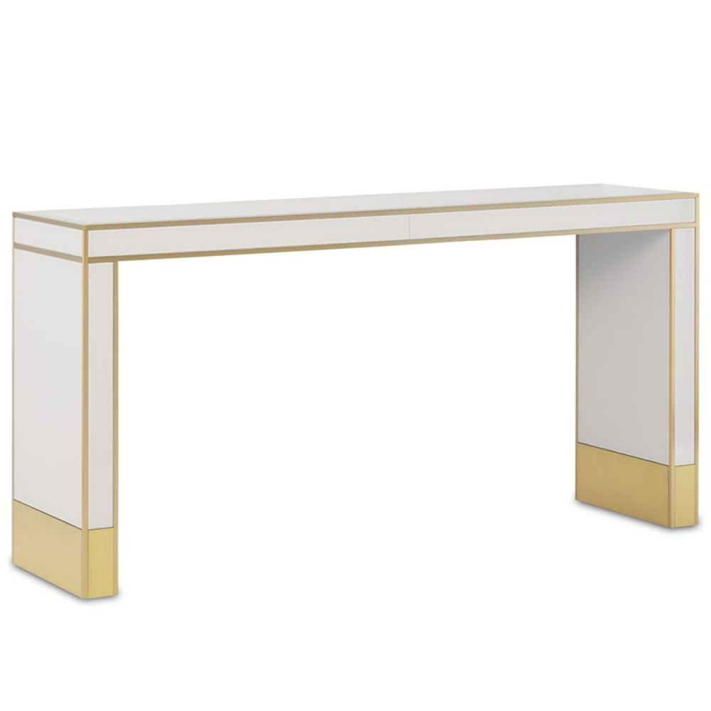 Currey & Company 3000-0209 Arden Ivory Console Table in Ivory/Satin Brass