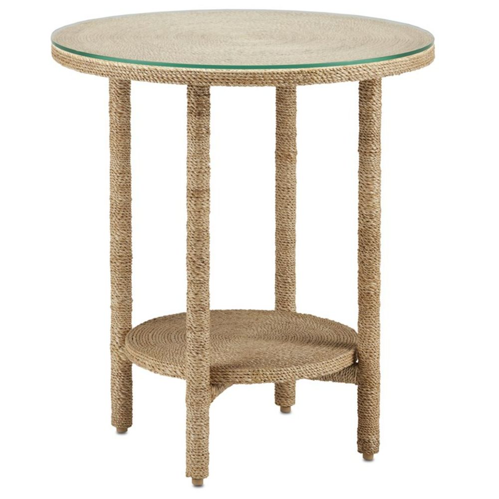 Currey & Company 3000-0215 Limay Accent Table in Natural Rope/Clear
