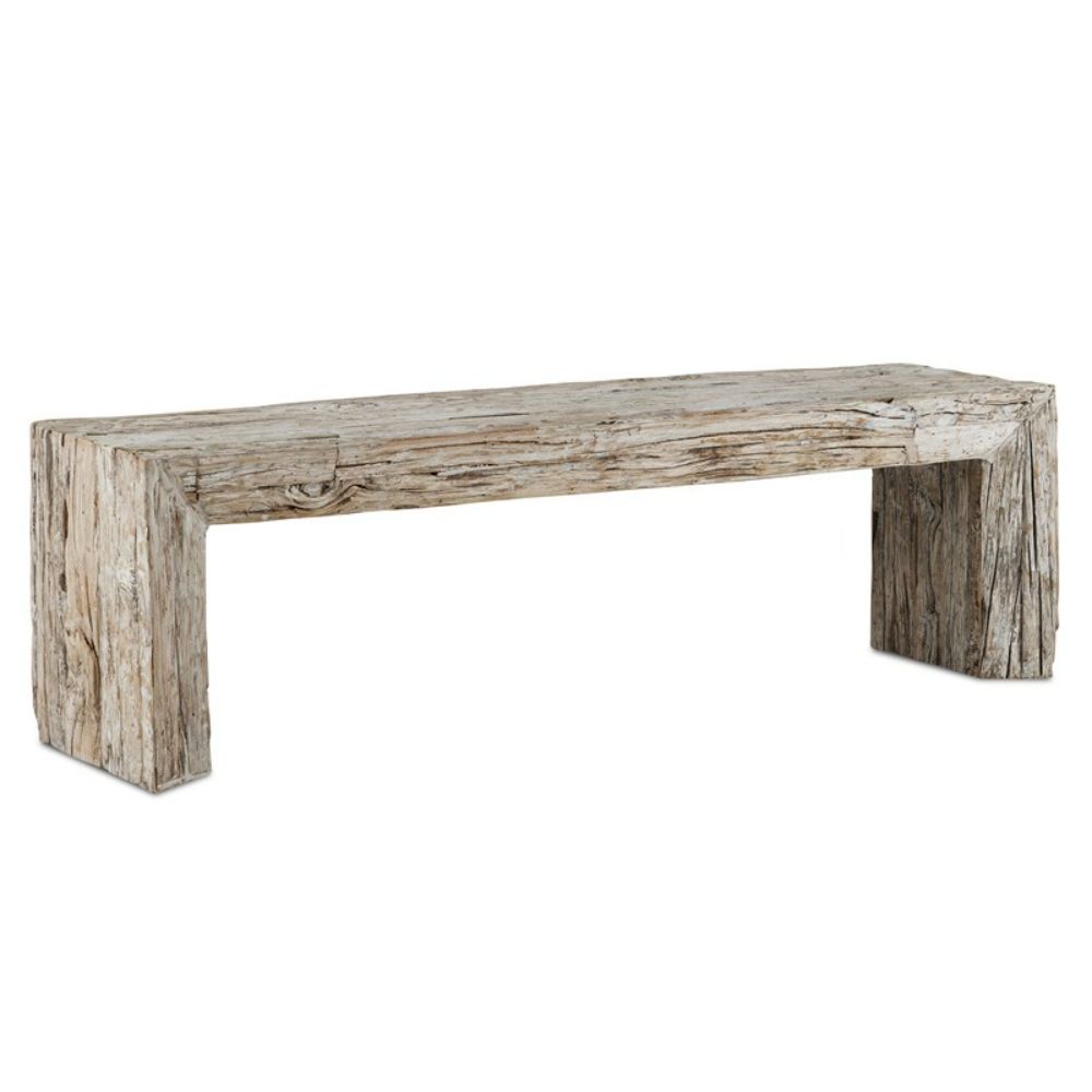 Currey & Company 3000-0216 Kanor Bench in Whitewash