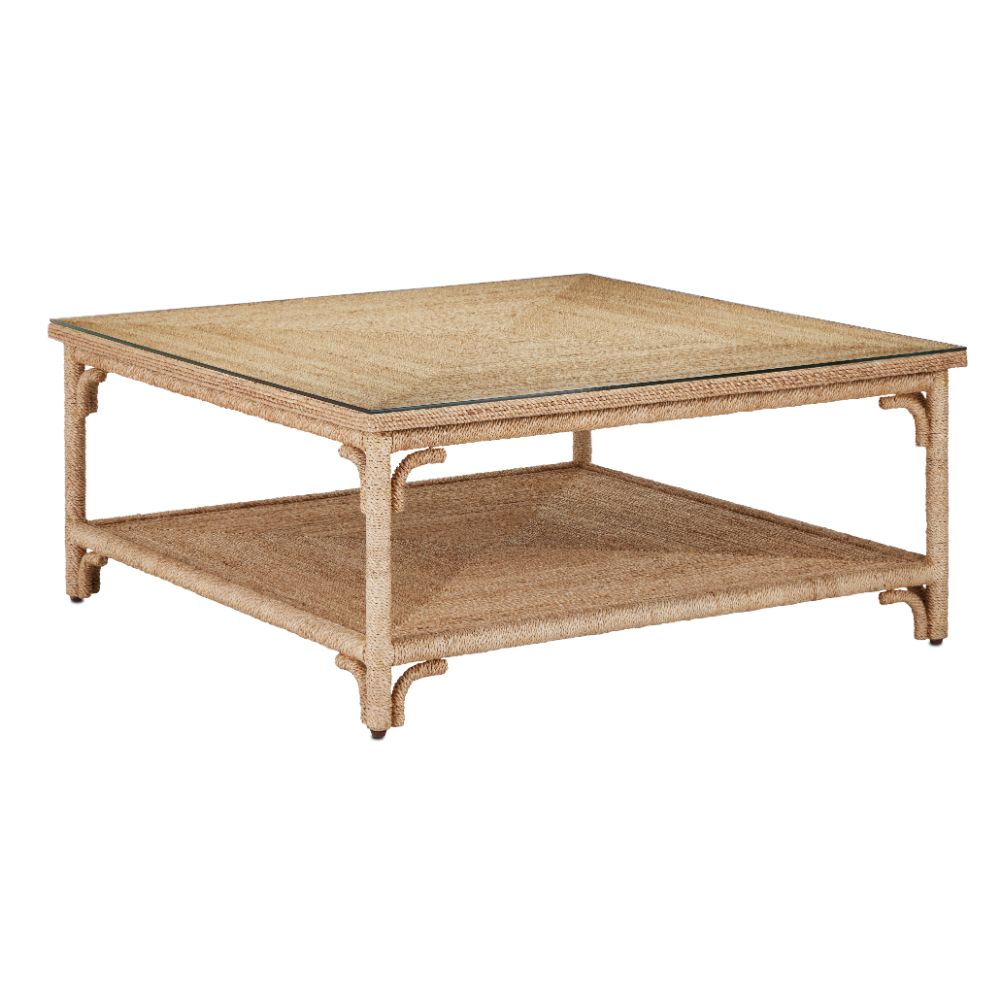Currey & Company 3000-0219 Olisa Cocktail Table in Natural / Clear