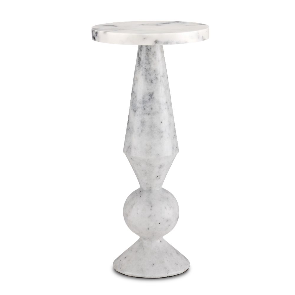 Currey & Company 3000-0223 Quince White Marble Accent Table in White