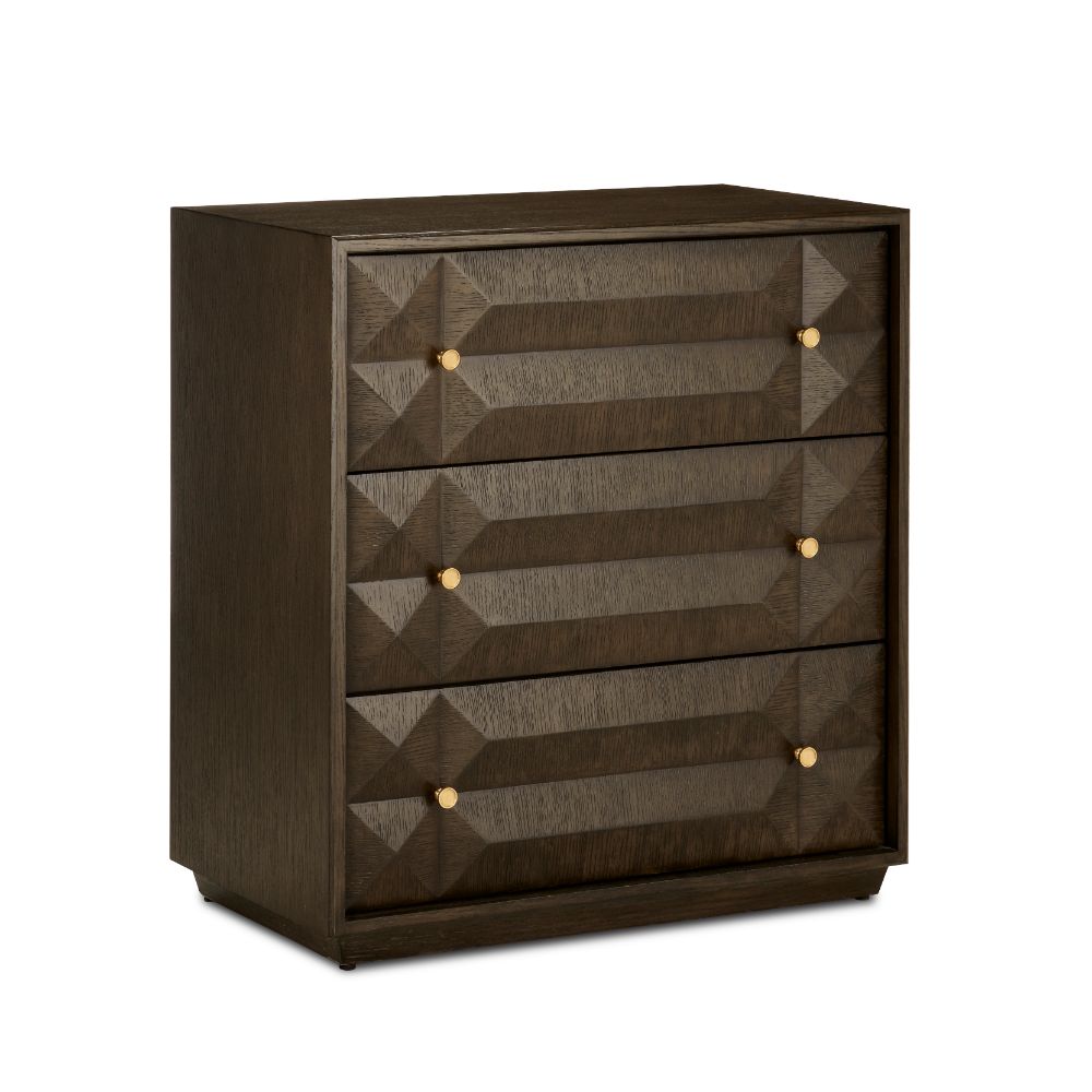 Currey & Company 3000-0226 Kendall Chest in Dove Gray / Polished Brass