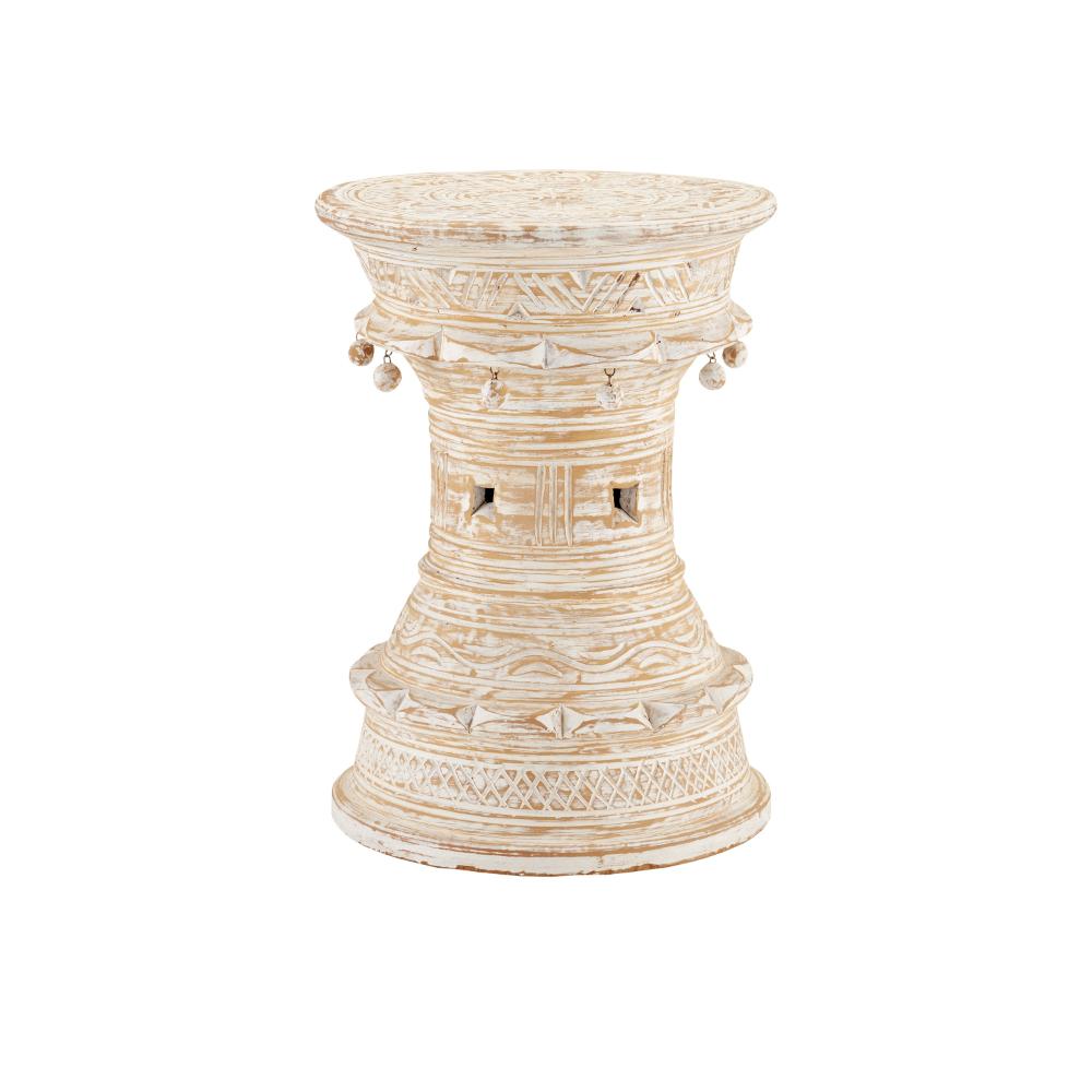 Currey and Company 3000-0238 Bavi Whitewash Accent Table