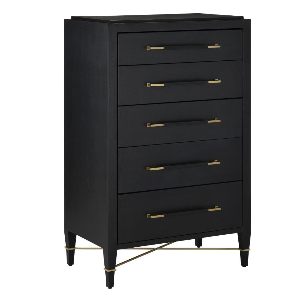 Currey and Company 3000-0248 Verona Black Five-Drawer Chest