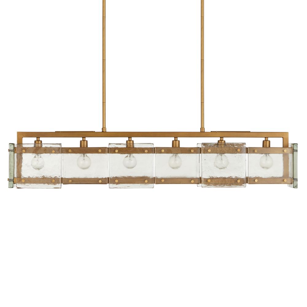 Currey & Company 9000-1165 Countervail Rectangular Chandelier in Clear/Antique Brass