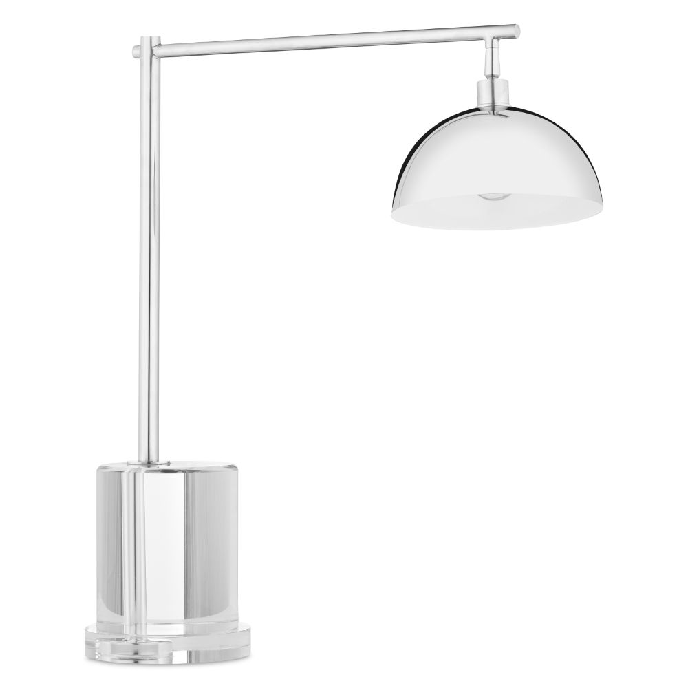Currey & Company 6000-0906 Repartee Desk Lamp in Polished Nickel/Clear