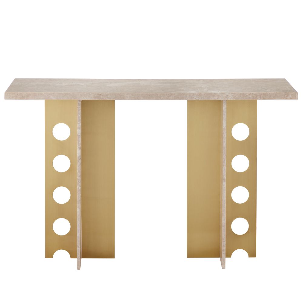 Currey & Company 4000-0182 Selene Console Table in Natural/Polished Brass