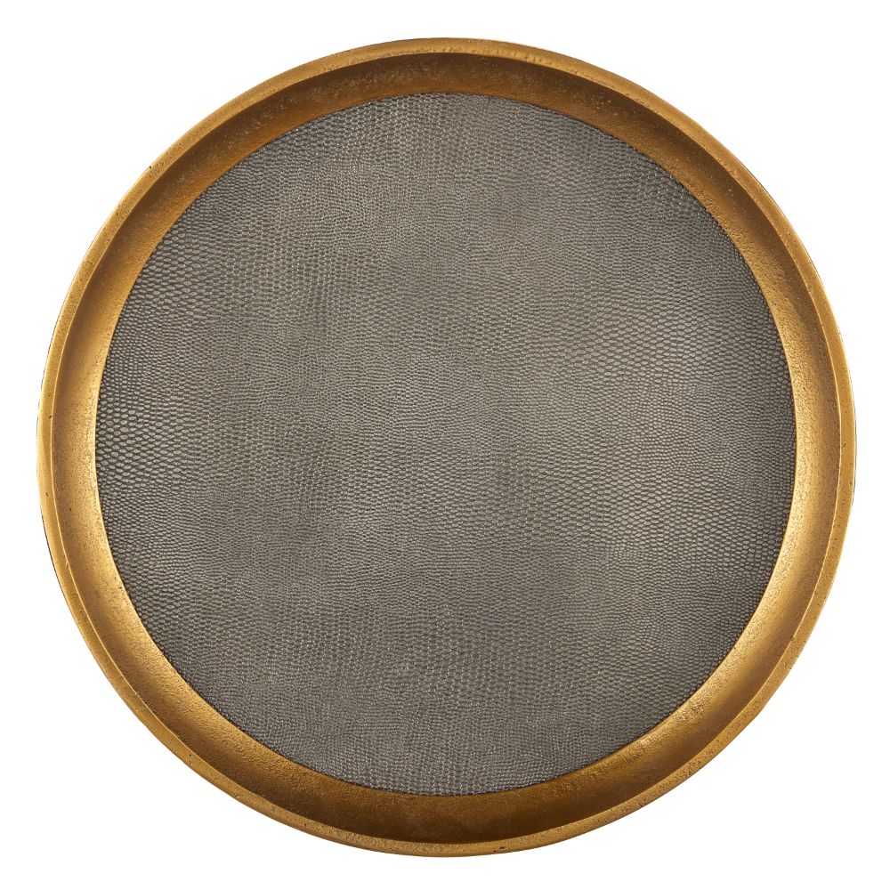 Currey & Company 1200-0805 Tanay Round Tray in Antique Brass/Graphite/Black