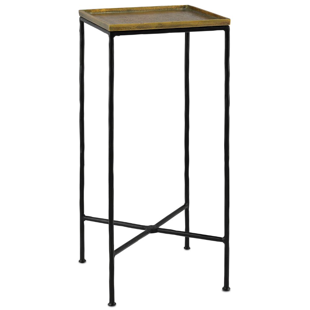 Currey & Company 4000-0012 Boyles Brass Drinks Table in Black Iron/Antique Brass