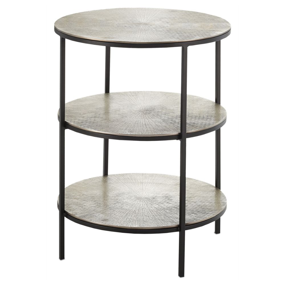 Currey & Company 4000-0013 Cane Accent Table in Black/Pewter