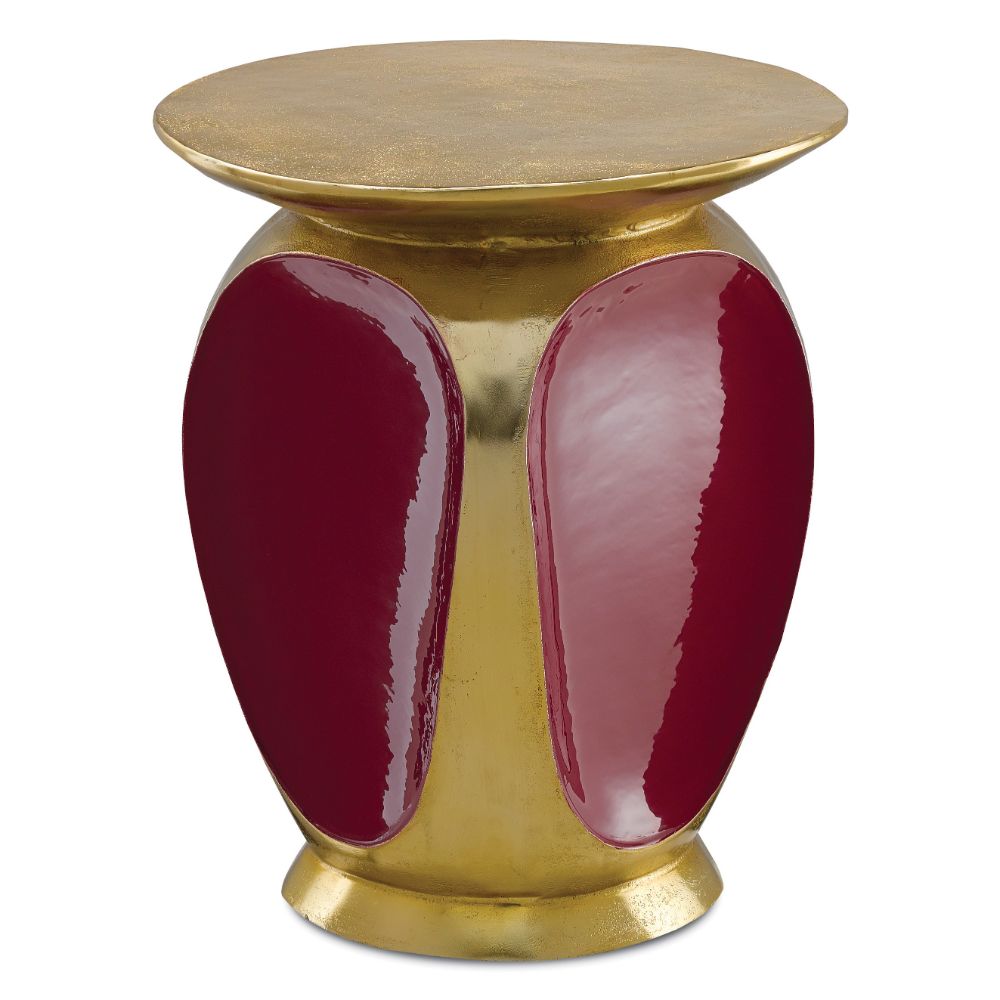 Currey & Company 4000-0057 Malmo Gold Accent Table in Gold/Ruby