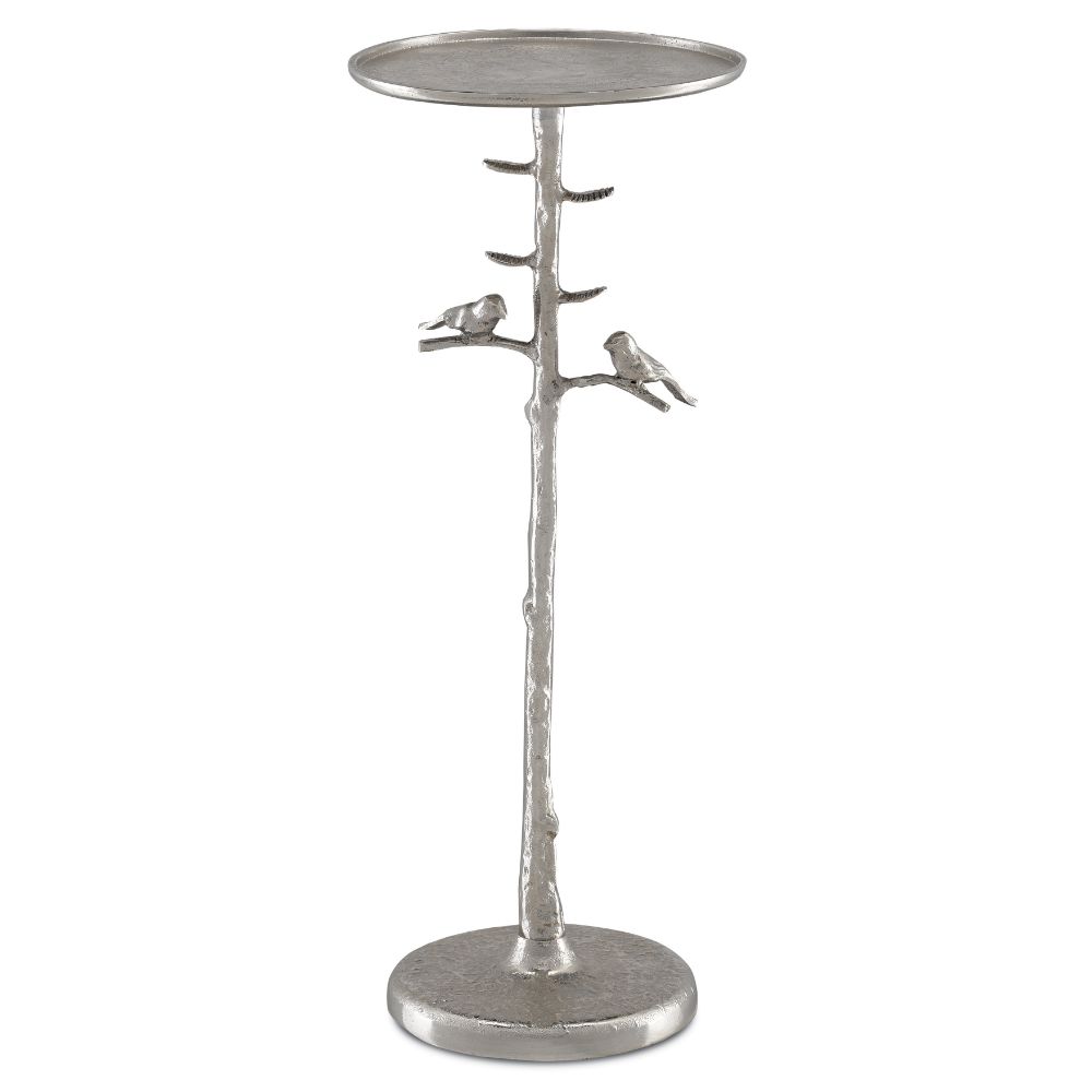 Currey & Company 4000-0064 Piaf Silver Drinks Table in Polished Nickel