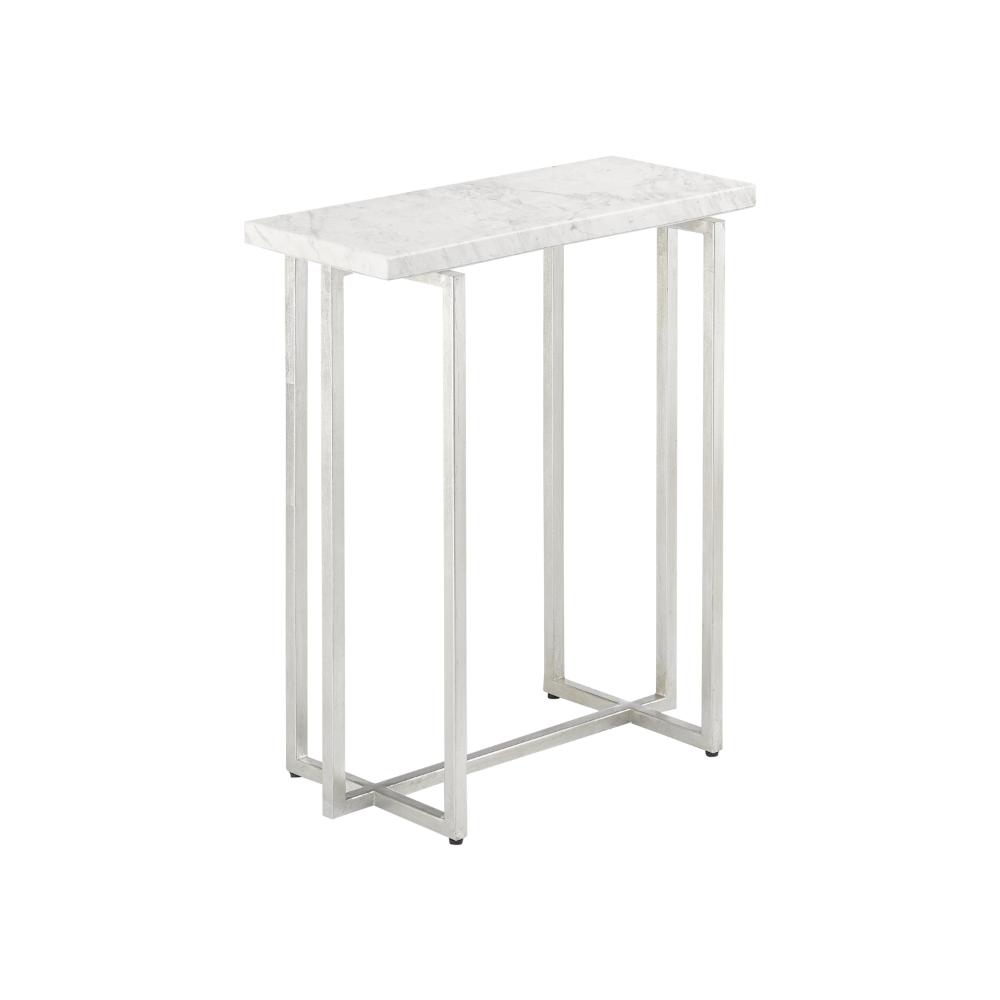 Currey & Company 4000-0070 Cora Accent Table in Silver Leaf/White