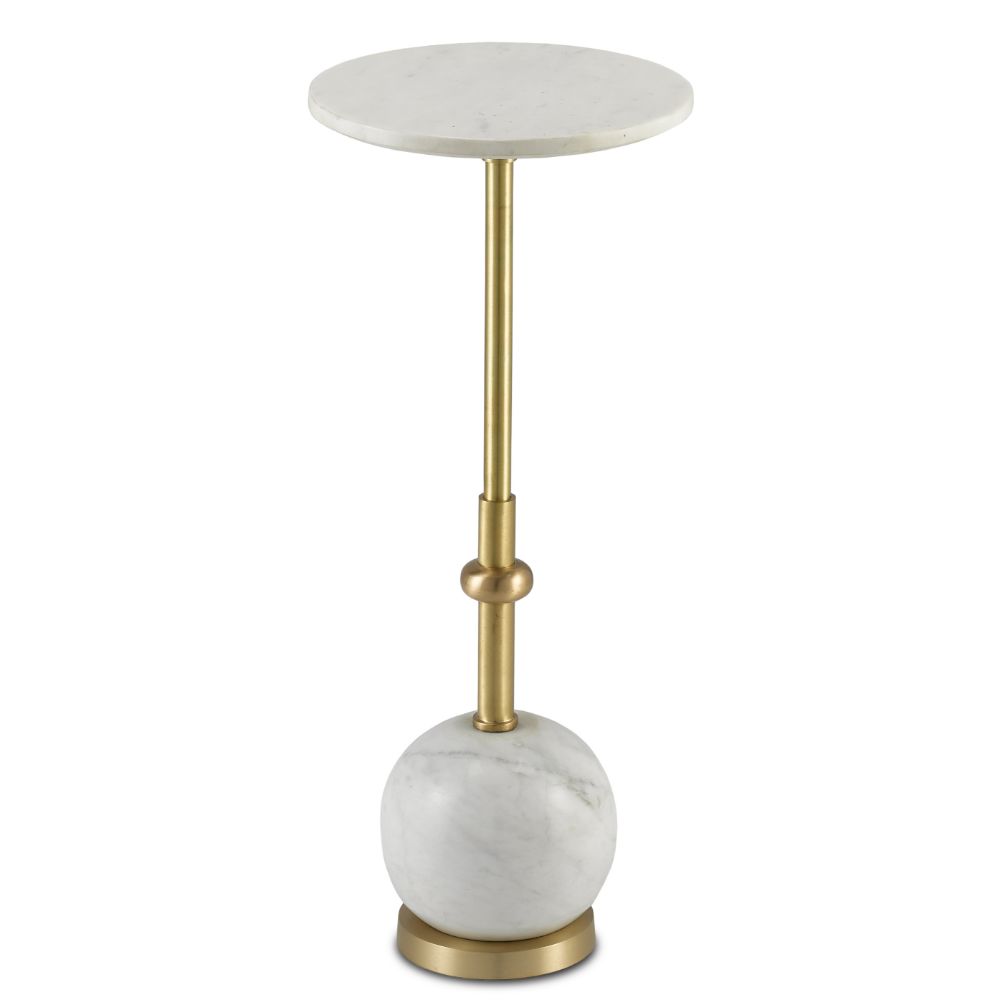 Currey & Company 4000-0101 Pino Drinks Table in Brushed Brass/White