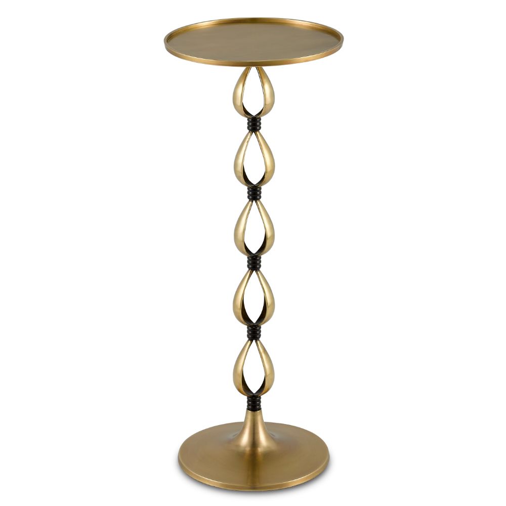 Currey & Company 4000-0102 Salice Drinks Table in Antique Brass/Black