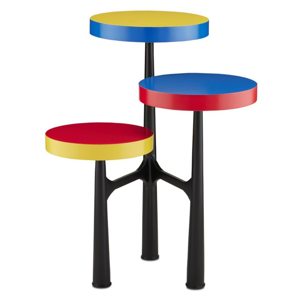 Currey & Company 4000-0133 Mister M Accent Table in Red/Blue/Yellow