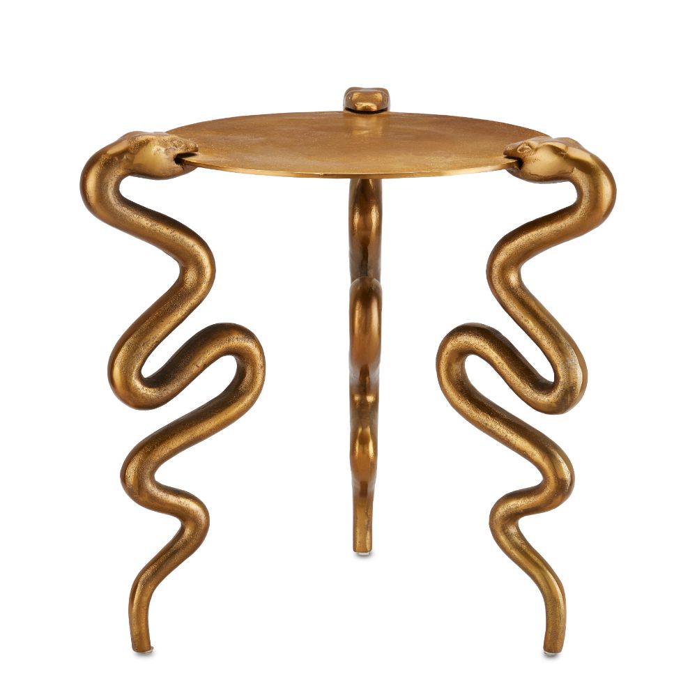 Currey & Company 4000-0140 Serpent Accent Table in Antique Brass