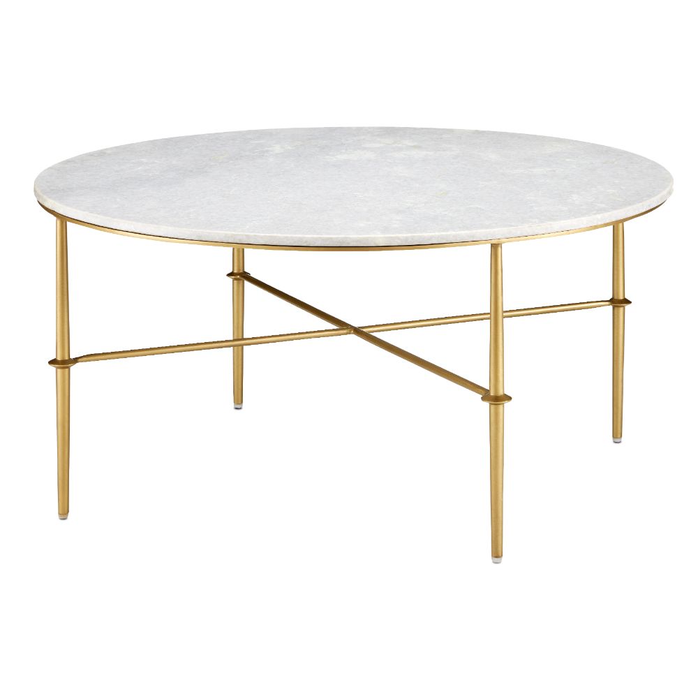 Currey & Company 4000-0145 Kira Cocktail Table in White / Antique Brass