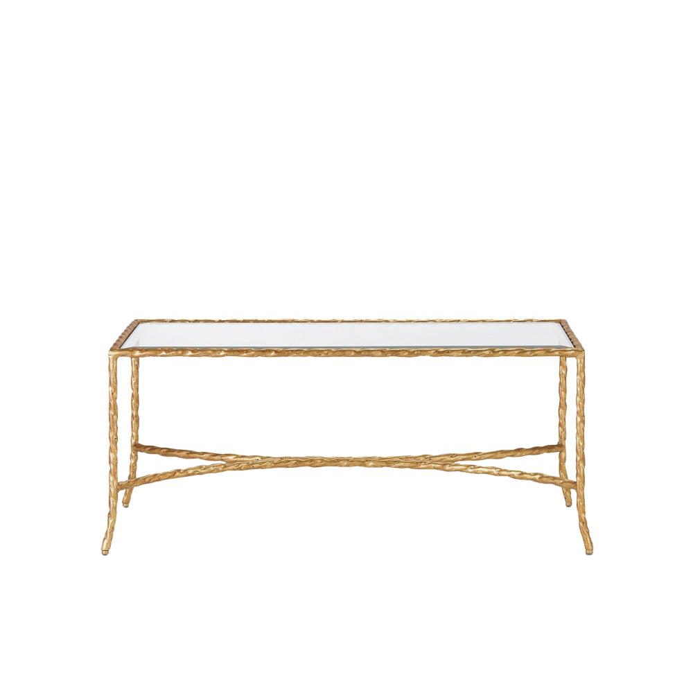 Currey & Company 4057 Gilt Twist Cocktail Table in Gilt Bronze