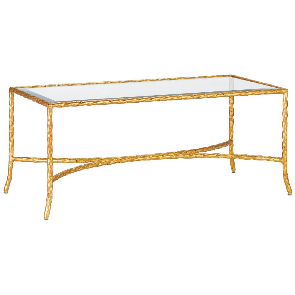 Currey & Company 4057 Gilt Twist Cocktail Table in Gilt Bronze