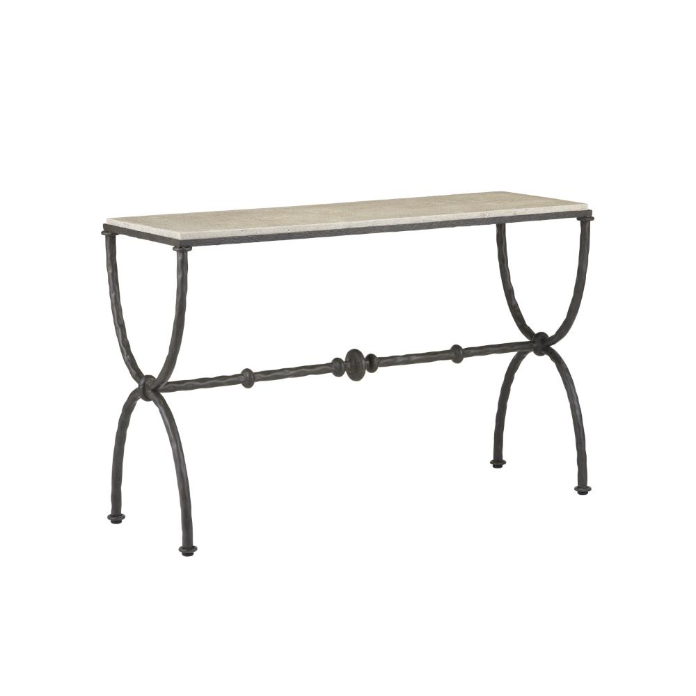 Currey & Company 4142 Agora Console Table in Rustic Bronze/Polished Concrete