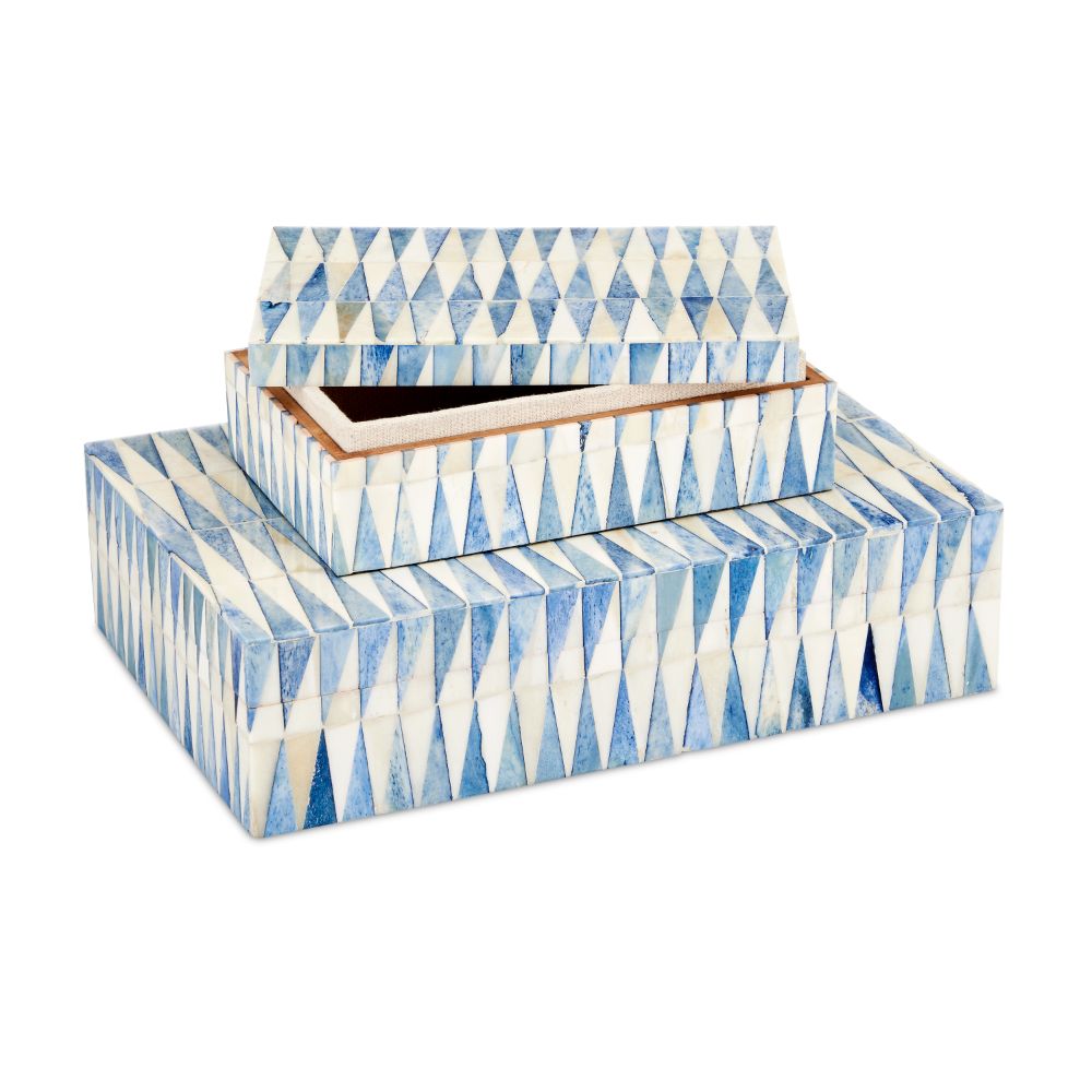 Currey & Company 1200-0762 Nadene Box Set of 2 in Blue/White