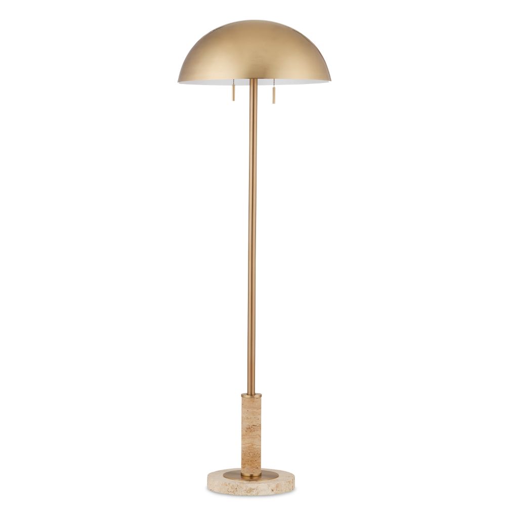 Currey & Company 8000-0151 Miles Floor Lamp in Brass/Natural