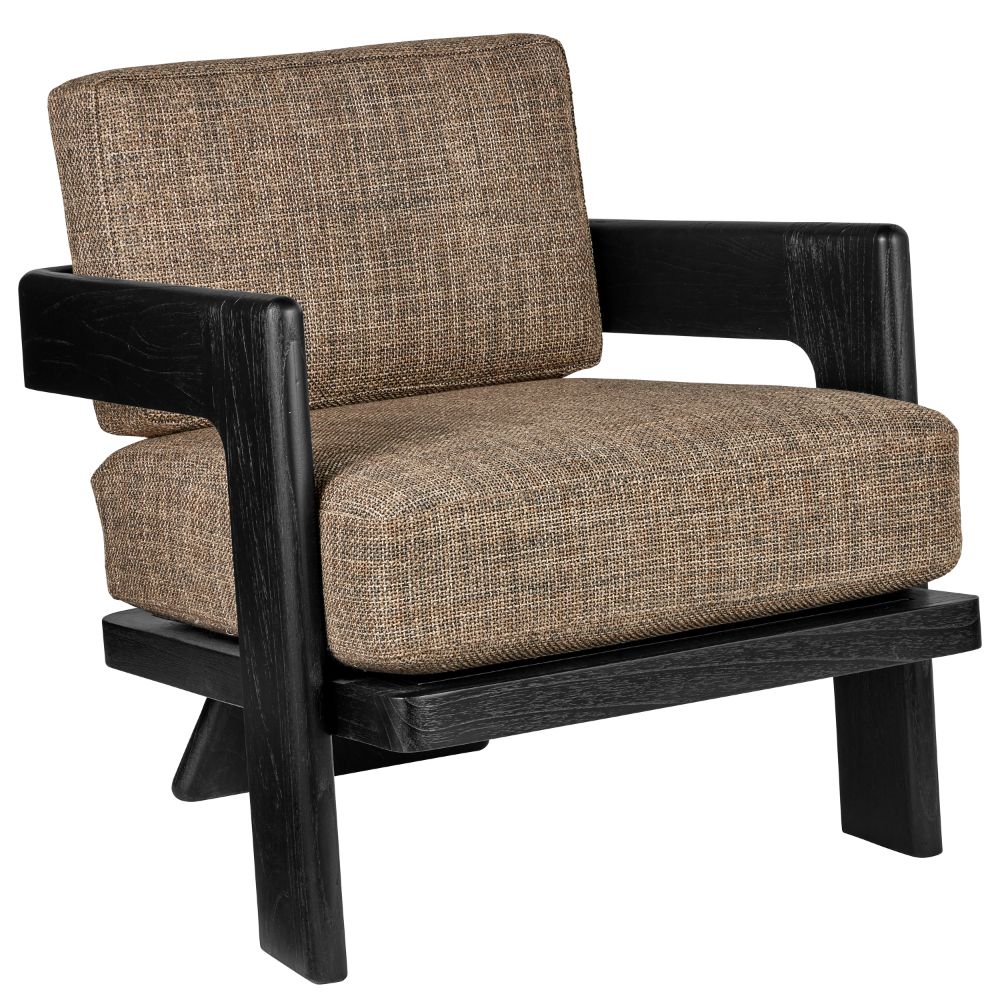Currey & Company 7000-0752 Theo Lounge Chair, Rig Otter in Caviar Black