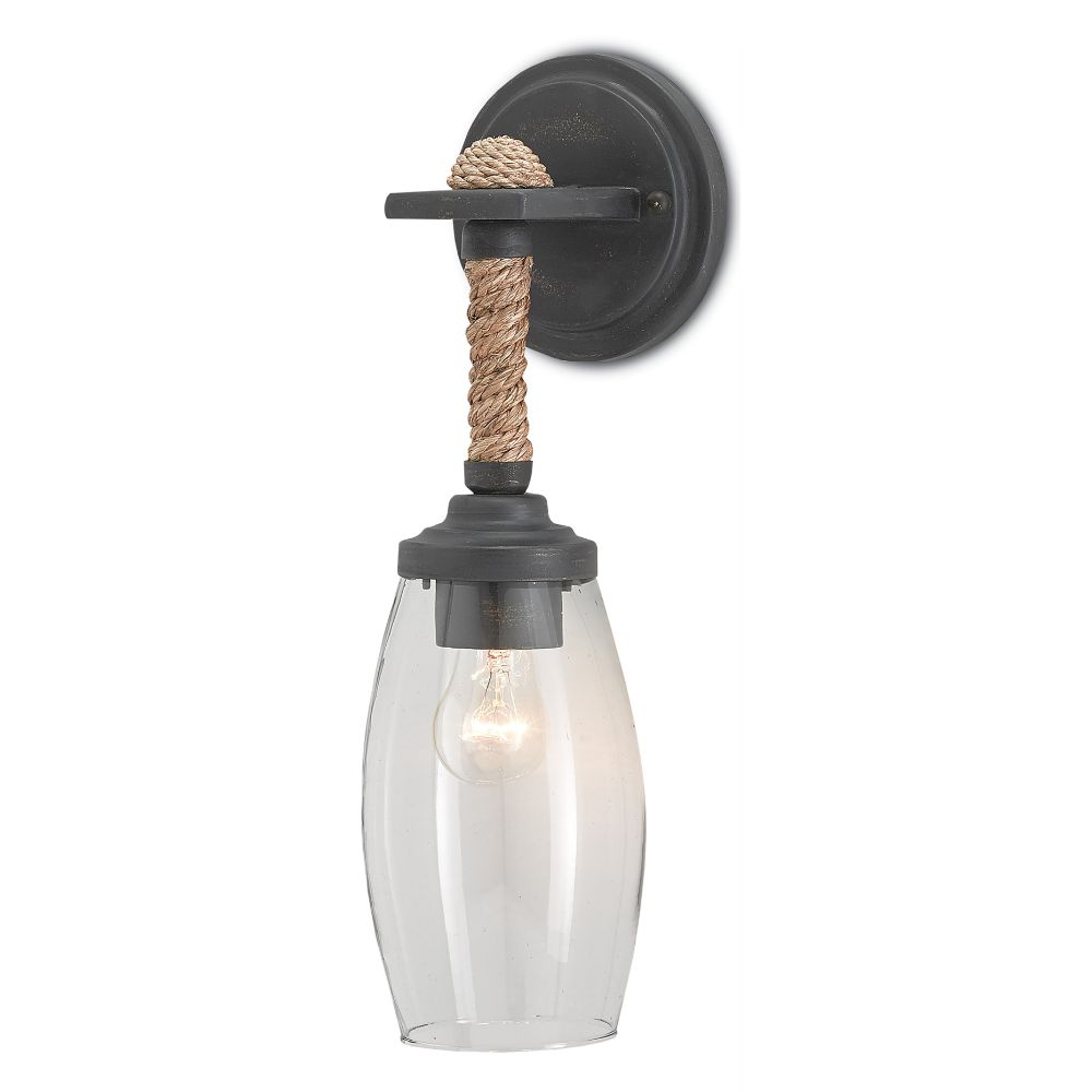 Currey & Company 5000-0049 Hightider Wall Sconce in French Black/Natural