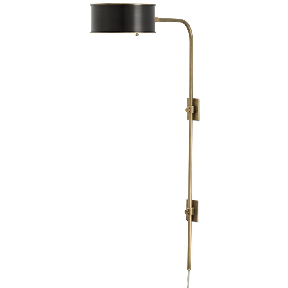 Currey & Company 5000-0059 Overture Brass Wall Sconce in Antique Brass/Black