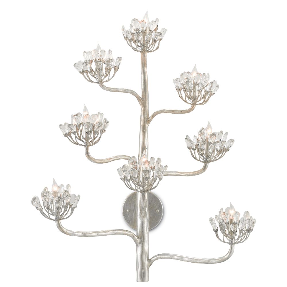Currey & Company 5000-0105 Agave Americana Silver Wall Sconce in Contemporary Silver Leaf